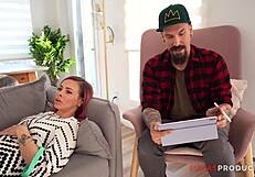 lili cocksinhell gags on monster cock then gets roughly fucked on kitchen desk