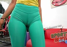 Latina Flaunts Huge Nipples Big Bubble Butt Puffy Cameltoe Leggings