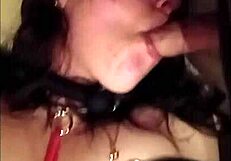 Humiliated slave sara sucks cock flashing natural tits like a whore cum in mouth