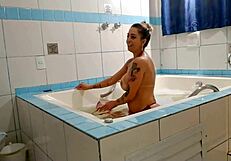 damn this hot blonde slut spreads shaved ass for deep anal pounding in stockings