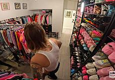 Skinny slut Breezy Bri chats backstage with Bryan Gozzling before extreme shaved pussy sex