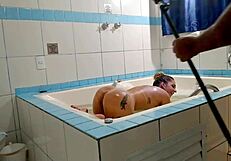 damn this hot blonde slut spreads shaved ass for deep anal pounding in stockings