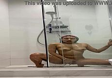 cute roxy fingers pussy in steamy shower moan