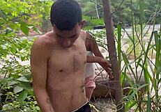 outdoor river fuck drives cute Colombian stepsis wild as she begs for my cock deep inside her