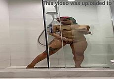 cute roxy fingers pussy in steamy shower moan