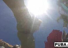 olivia swims and plays in the pool for summer fun