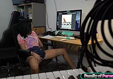 stepsis catches you stroking that huge black cock