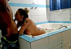 damn this hot blonde slut spreads shaved ass for deep anal pounding in stockings