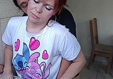 Redhead Overwhelmed by Stepbrother's Kitchen Fuck While Washing Dishes