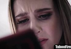 pervy step uncle bends over 18yo brunette teen for rough monster cock doggystyle fuck