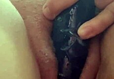 Phone call gets her so excited she fingers creamy wet pussy hard!