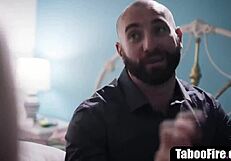 pervy step uncle bends over 18yo brunette teen for rough monster cock doggystyle fuck