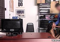 beautiful petite latina brunette teen shoplifter caught bent over doggystyle by pervy cop