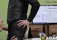 stunning big tit blonde rides cock desperately for that loan