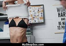 mall officer catches teen 18+ with stolen book then rides her tight pussy