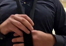 Behind scenes, pretty masseuse flashes panties, sniffs, rides in public dirty talk