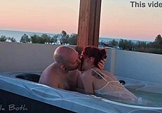 Redhead's Wet Jacuzzi Blowjob on Small Cock
