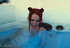 Redhead's Wet Jacuzzi Blowjob on Small Cock