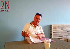 Guest Devours Naked Waitress's Navel in Restaurant Teaser!