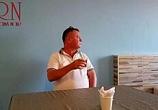 Guest Devours Naked Waitress's Navel in Restaurant Teaser!