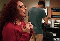 Big tits milf teacher hooks up student with monster cock double penetration