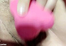 fieryaries toys her pussy gently with dildo again