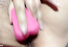 fieryaries toys her pussy gently with dildo again
