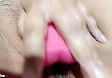 fieryaries toys her pussy gently with dildo again