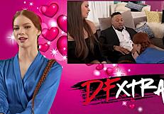 Cuckold jerks off watching busty redhead wife double fucked doggystyle by realtors