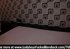 Skinny Thai Ladyboy Takes Monster Cock Bareback Anal POV