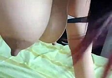 Young 18+ stepsis gives quick blowjob on big cock in parents' room, Miami quickie.