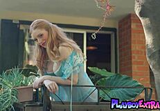 hey check out maya kendrick stripping pale redhead body outdoors in lingerie