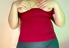 my huge cameltoe latina stepmom masturbates wet pussy in leggings for me