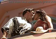 Eva angelina deepthroats thick cock then fucks outdoors in fishnets