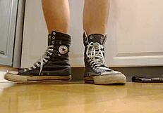 Converse Sneakers Make Fat Cock Explode in Boot Orgasm Frenzy!