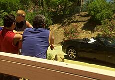 Eva angelina deepthroats thick cock then fucks outdoors in fishnets