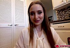 Laney Grey sucks and tittyfucks stepbro Brad Newman's big cock to make amends