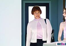 Teen Grabs Stepmom Strapon Fast Before Social Worker Hits Door!