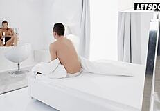 Skinny Girlfriend Craves Man's Monster Cock Deep In Her Tight Pussy Spooning