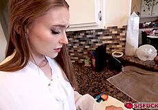 Laney Grey sucks and tittyfucks stepbro Brad Newman's big cock to make amends