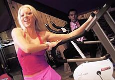 blonde milf corners asian stepson for secret gym seduction