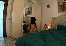 latina stepmom sneaks in solo play right after ironing