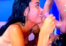 i finally get double blowjob from girlfriend and her friend on my big cock