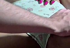 he can't resist watching his resting wife and strokes off to her quietly