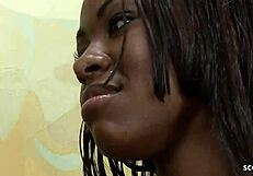 Ebony Step-Sis Saggy Big Tits Seduced by BBC for Rough Doggy Fuck