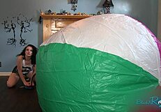 Mega Milf Inflates Huge Beach Ball Fetish!