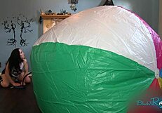 Mega Milf Inflates Huge Beach Ball Fetish!