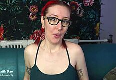 goth emo redhead glasses piercing tattooed femdom cuckold jerk instructions