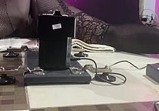 Amateur milf slut squirts wildly on massive pussy machine