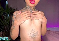 brazilian curvy brunette spreads shaved pussy begs interracial creampie